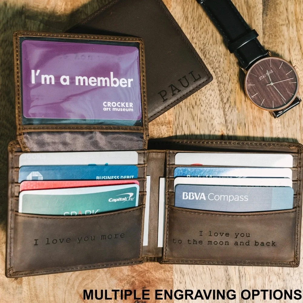 Personalized Wallet, Mens Wallet, Engraved Wallet, Leather Wallet, Custom - Picture 6 of 6
